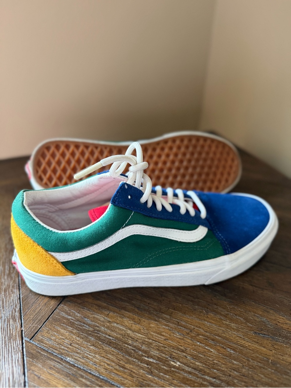 Vans Colorblock Low-Top Sneakers in Blue, Green, Yellow - Women’s 8.5 / Men’s 7
